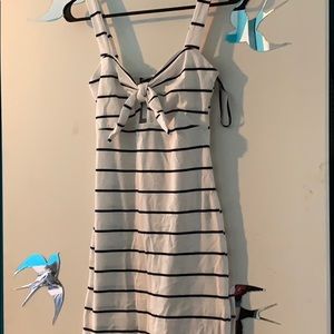 Black/White Striped fitted dress.